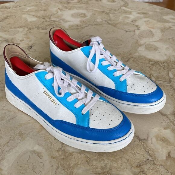 Superdry Vegan Basket Lux Low Trainer Aqua/Blue/White Unisex - Picture 1 of 16